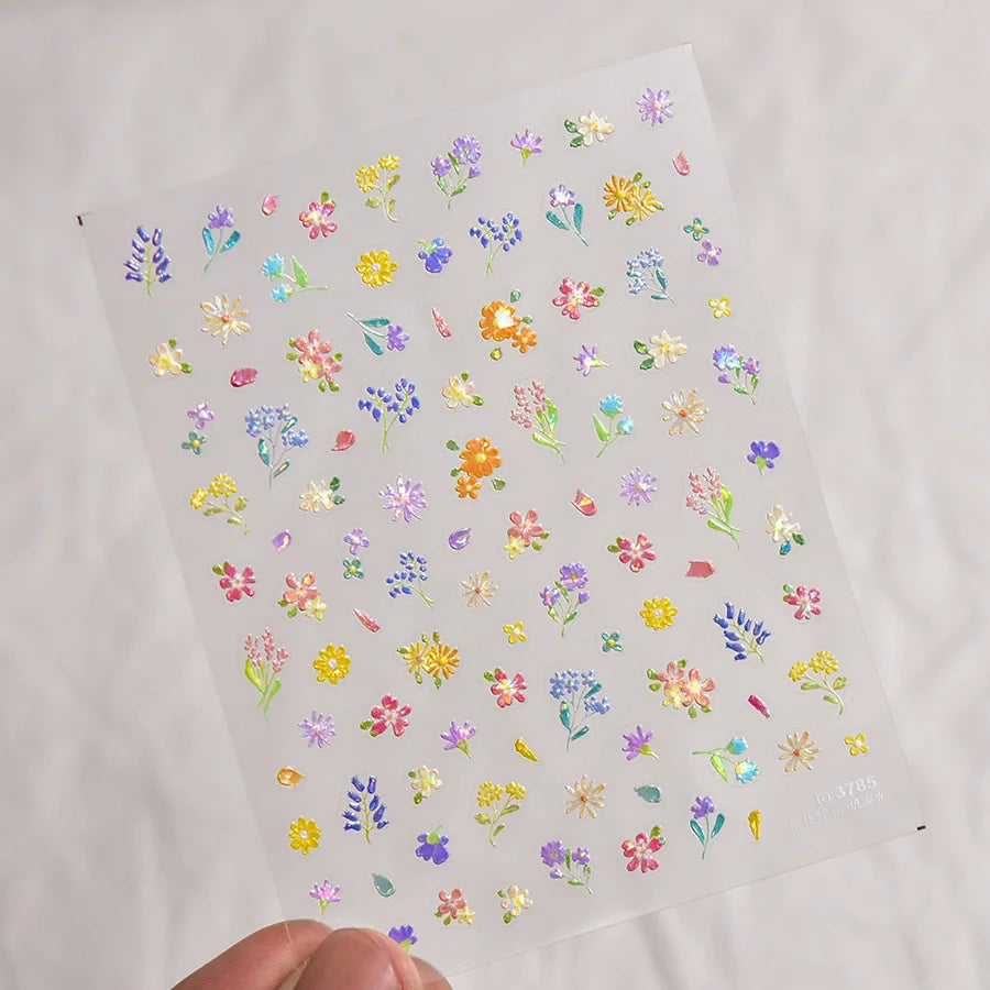 1pcs Dream Flower Window Shell Light Nail Art Stickers Japanese Flower Self Adhesive Stickers Press On Nails Decoration Decals 62