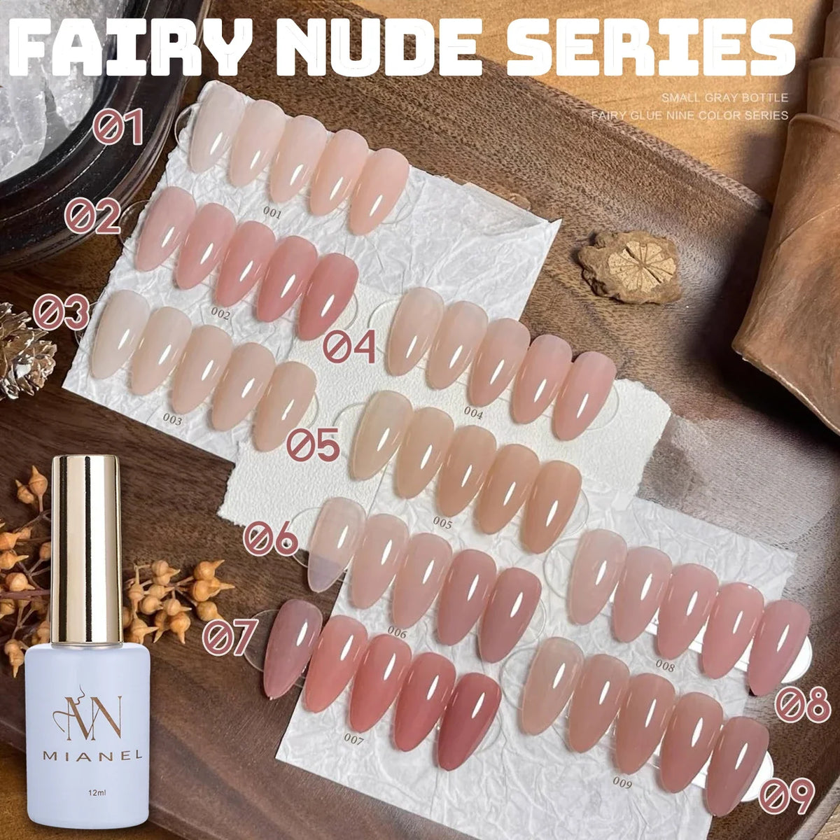 MIANEL  12ML Japanese Style Fairy Gel Nail Polish White Pink Nude Color Ice Clear Nail Polish Pink Nails Summer Nails 1-24pcs 1