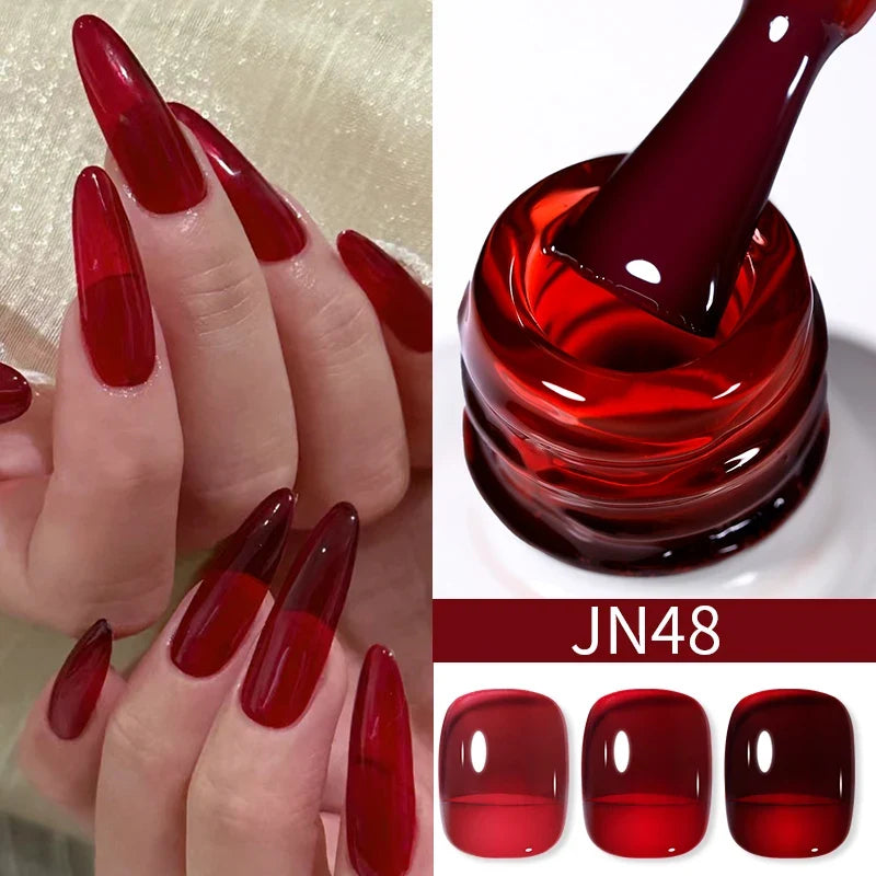 BORN PRETTY 10ml Blood Red Jelly Gel Nail Polish Halloween Nails Art Gel Polish Sheer Translucent Nail Gel for Winter Manicure 71