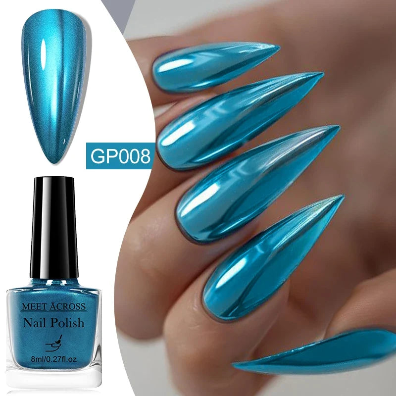 8ml Mirror Metallic Nail Polish No Need Lamp Curing Air Dry Salon Quality Soak-Off Long Lasting Varnishes DIY Manicure Design 11