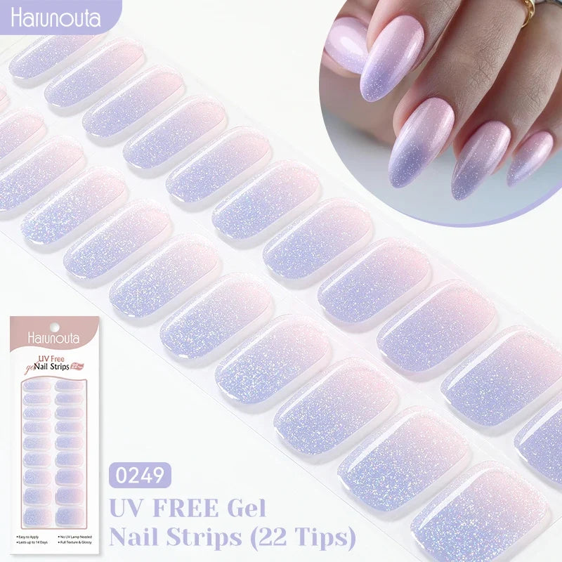 22strips UV Free Nail Gel Strips Loving Heart Gel Polish Nail Sticker Curing-free Adhesive Stickers for Nails Long Lasting Wrap 33