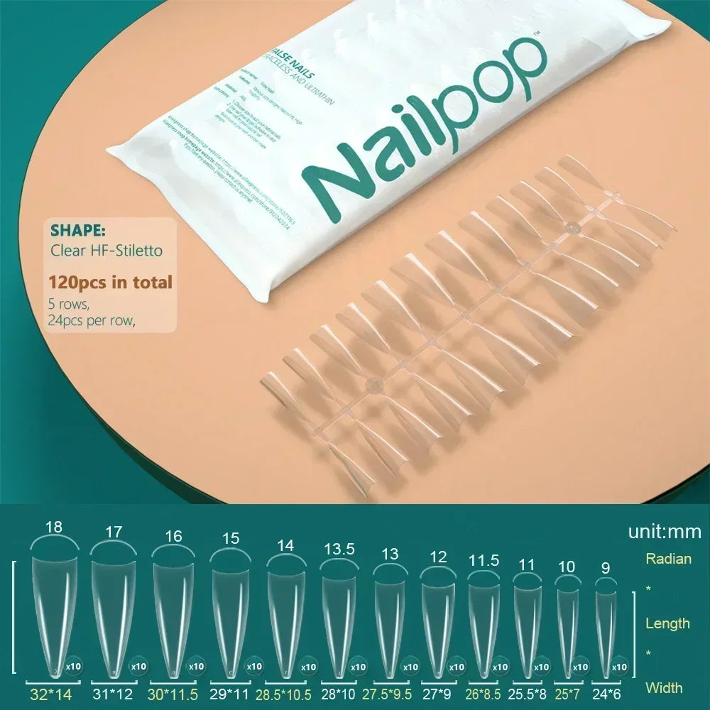 NAILPOP 120pcs Fake Nails Full Cover Press on Nails Coffin Soft Gel American Pose Capsule False Nail Tips for Extension System 17