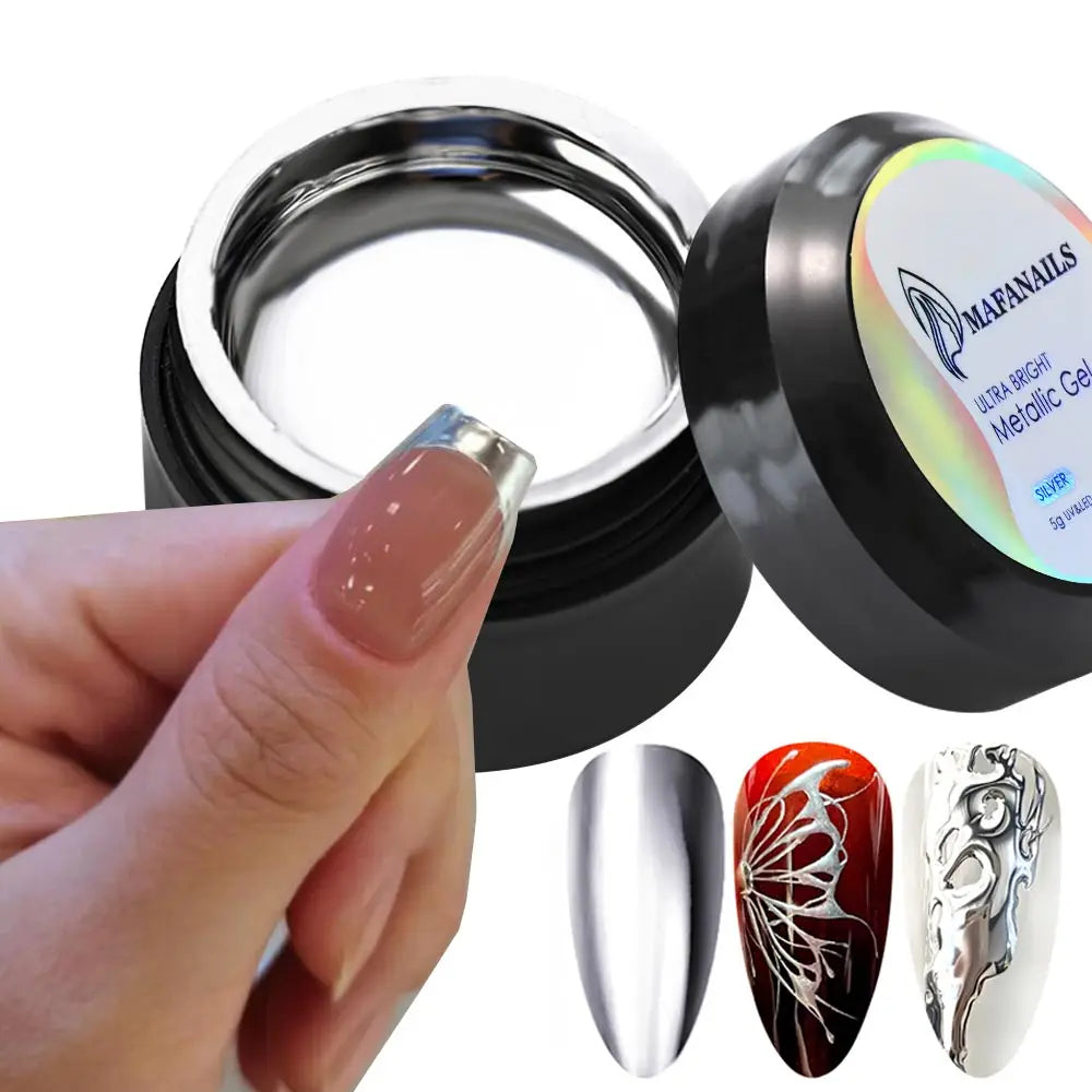 5/8/10/12ml 5D Metallic Painting Nail Gel Silver/Gold Liner Polish Mirror Chrome Effect Gel Nail Polish Soak Off UV/LED Drawing^ 9