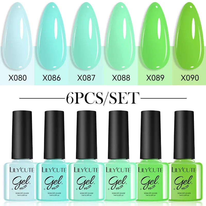 LILYCUTE 6Pcs/set 7ml Coffee Series Gel Nail Polish Kit 125 Colors Manicure Semi Permanent Soak Off UV Nail Art Gel Varnish 20