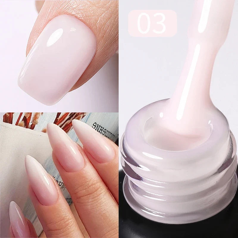 BORN PRETTY Milky Jelly Rubber Base Gel for Gel Nail Polish 15ml Russian Self-leveling Nude Color Soak Off Semi Permanent UV Gel 26