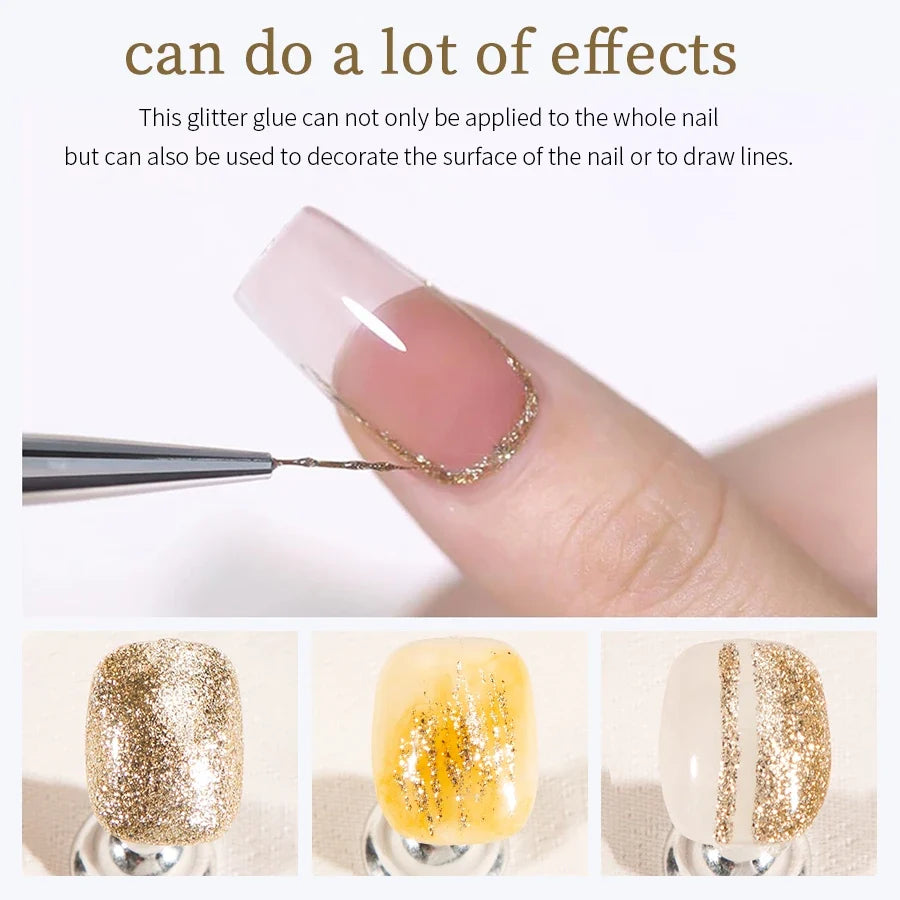 RSNAIL No Wipe Platinum Gel Nail Polish 8g Sparkle Painting Metallic Golden Silvery Liner Gel French Drawing Liner DIY Nail Art 3