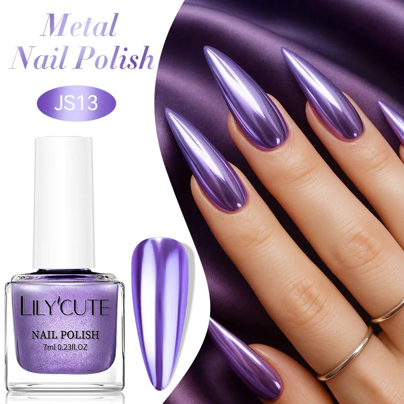 LILYCUTE 7ml  Mirror Metallic Nail Polish No Need of UV LED Lamp Nail Supplies Vernis Red Purple Mirror Effect for Nails 12