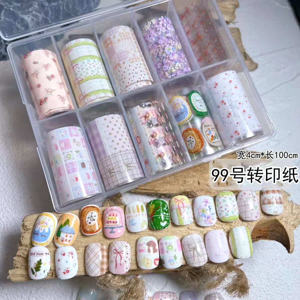 10Rolls Plaid Thousand-Bird Bow  Stars Nail Foils Transfer Paper  Nail Art Stickers  Manicure Set Decal  Nails Decoration 9