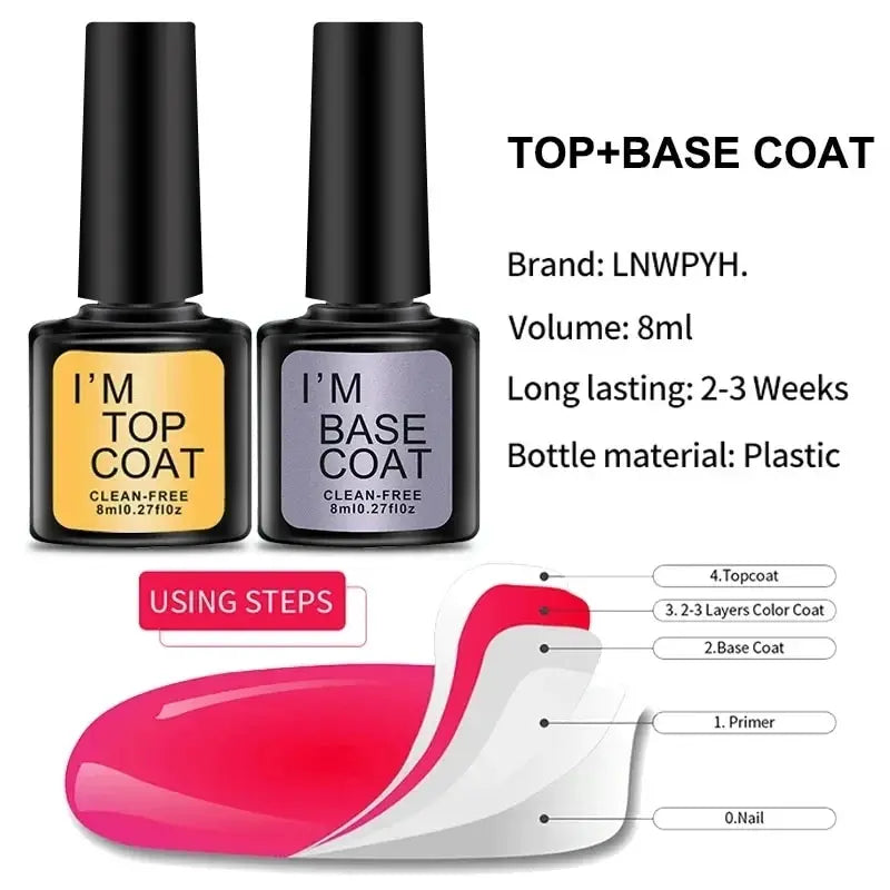 LNWPYH Gel Nail Polish Set Nail Gel Kit 26 Color Semi Permanent UV Led Gel Varnish Soak Off Nail Lacquers Base Coat Top Coat Kit 5