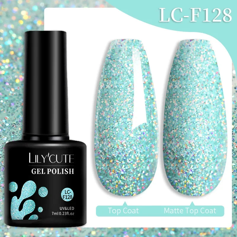 LILYCUTE 7ML Colorful Gel Nail Polish 129 Colors Long Lasting For Manicure Semi Permanent Base Top Coat Nail Art UV Gel Varnish 129