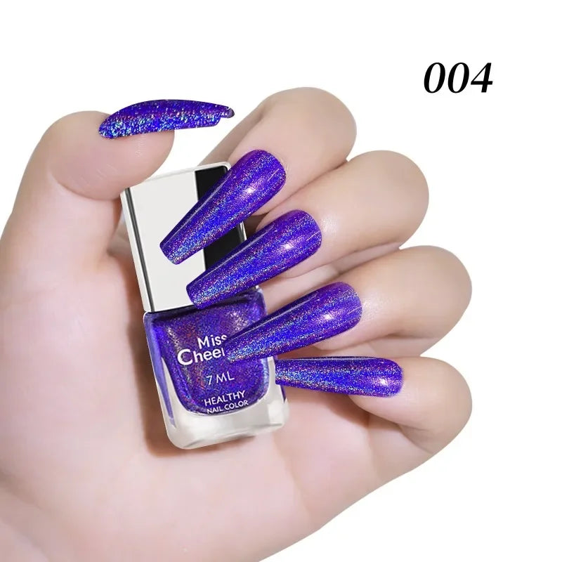 Rainbow Sparkle Holographic Nail Polish 7ml Multichrome Laser Glitter Nail Lacquer Quick-Dry Salon Professional Nail Art Polish 11
