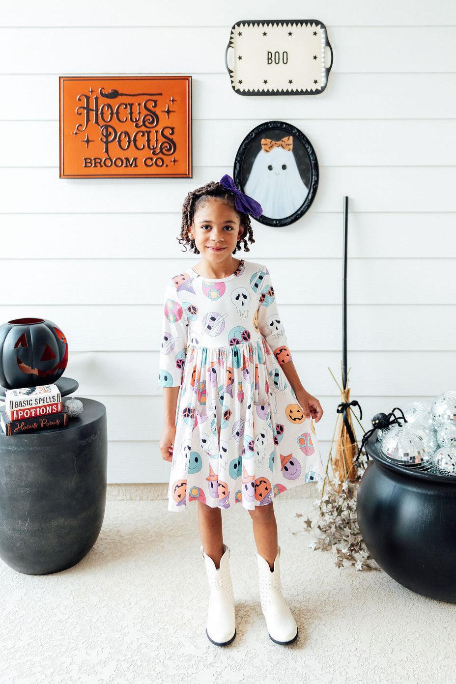 SALE Monster Mash 3/4 Sleeve Pocket Twirl Dress 1