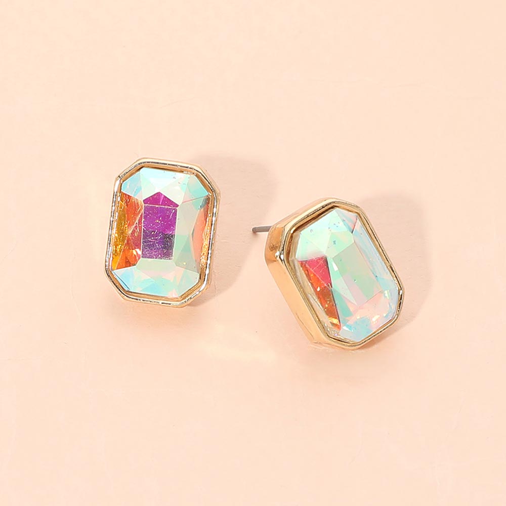 Geometric Stone Stud Earrings 4