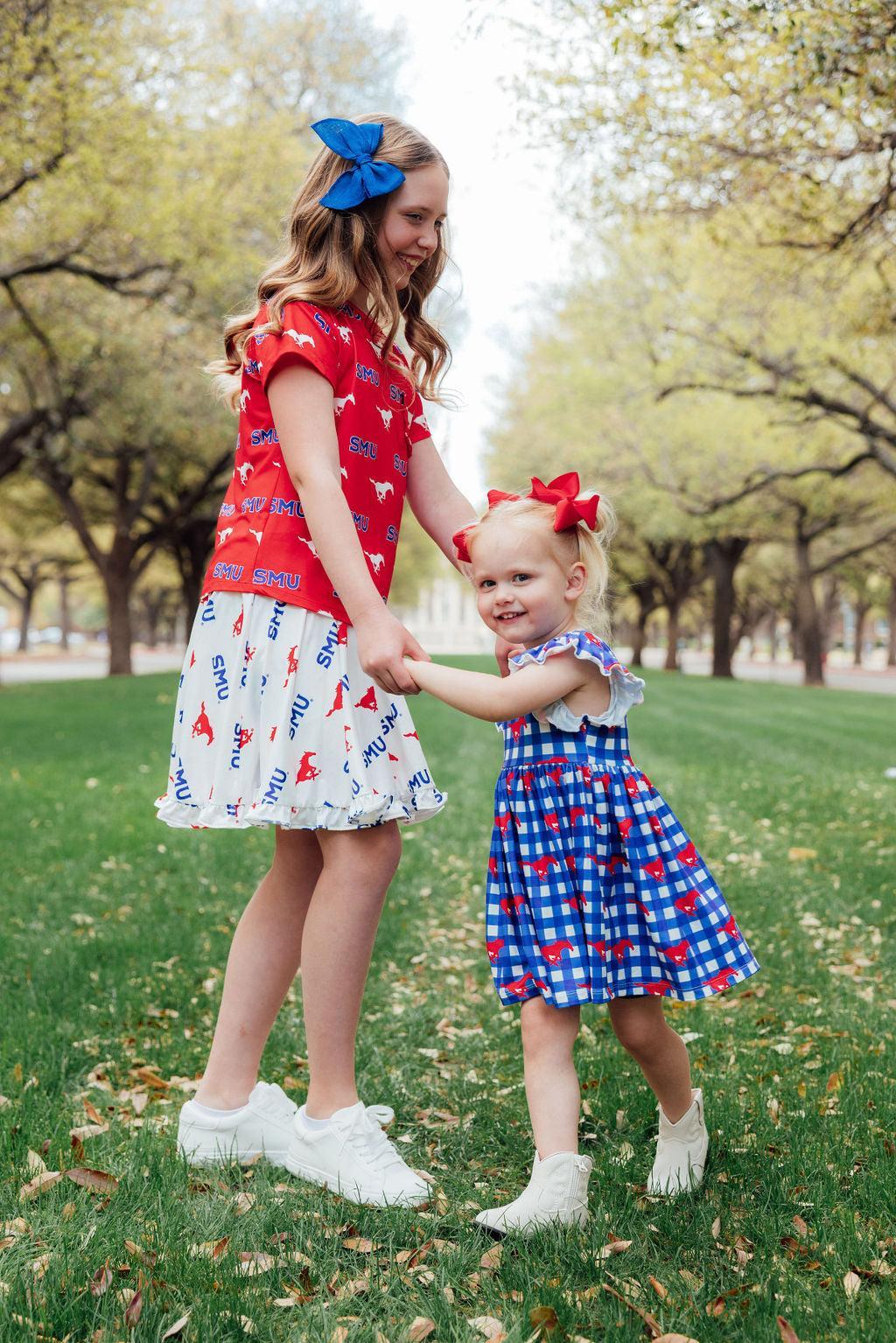 SMU Plaid Mustang Flutter Twirl Dress 2