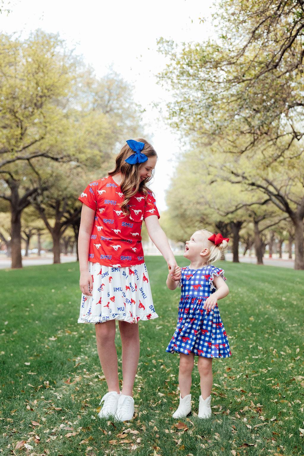 SMU Plaid Mustang Flutter Twirl Dress 6