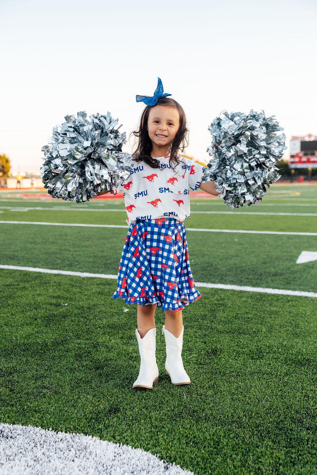 SMU Plaid Mustang Ruffle Twirl Skort 2
