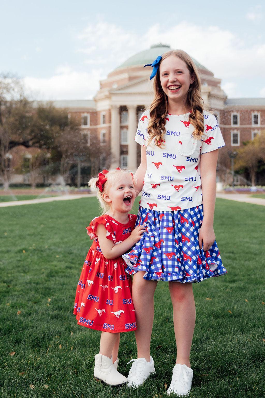 SMU Plaid Mustang Ruffle Twirl Skort 4