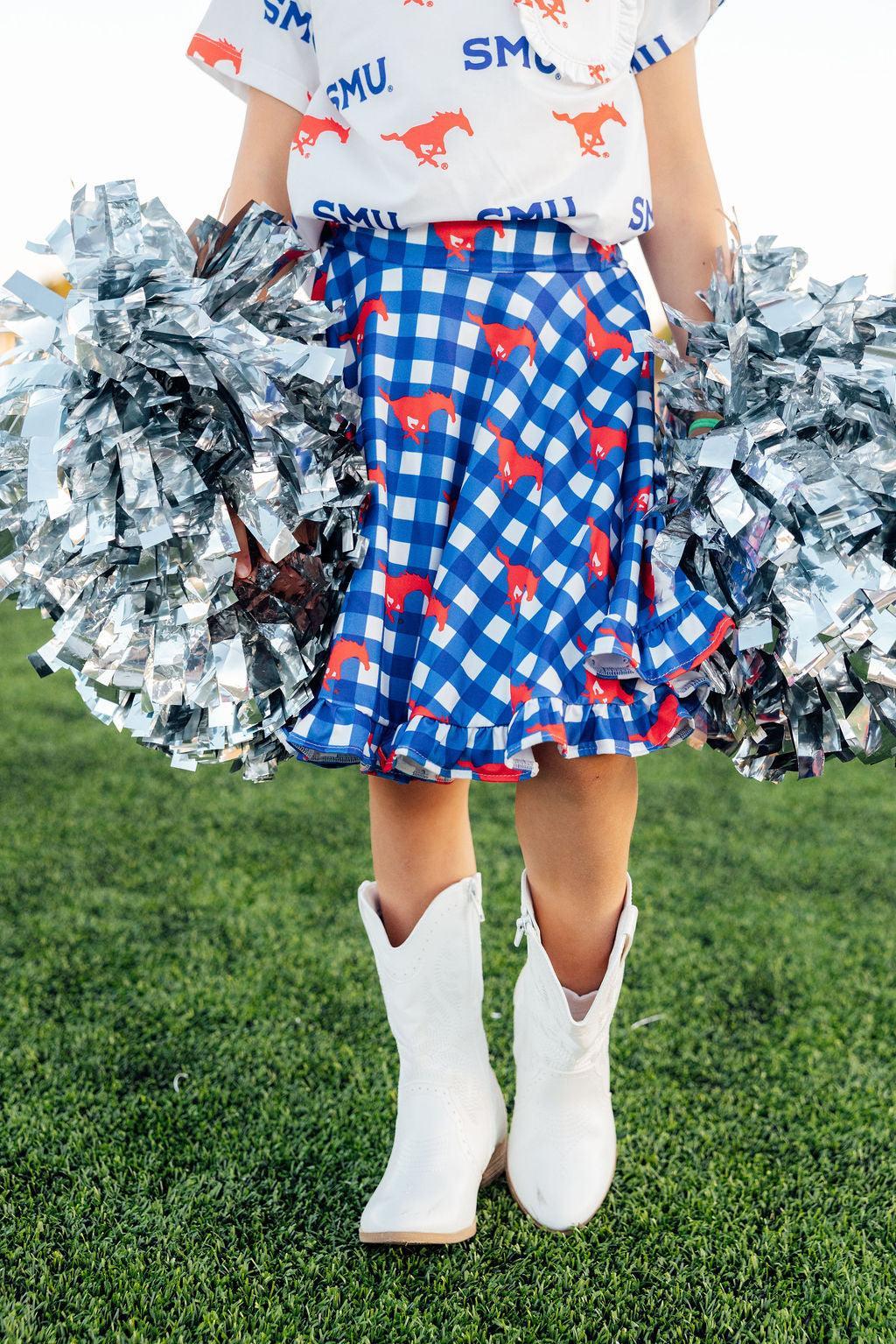 SMU Plaid Mustang Ruffle Twirl Skort 7