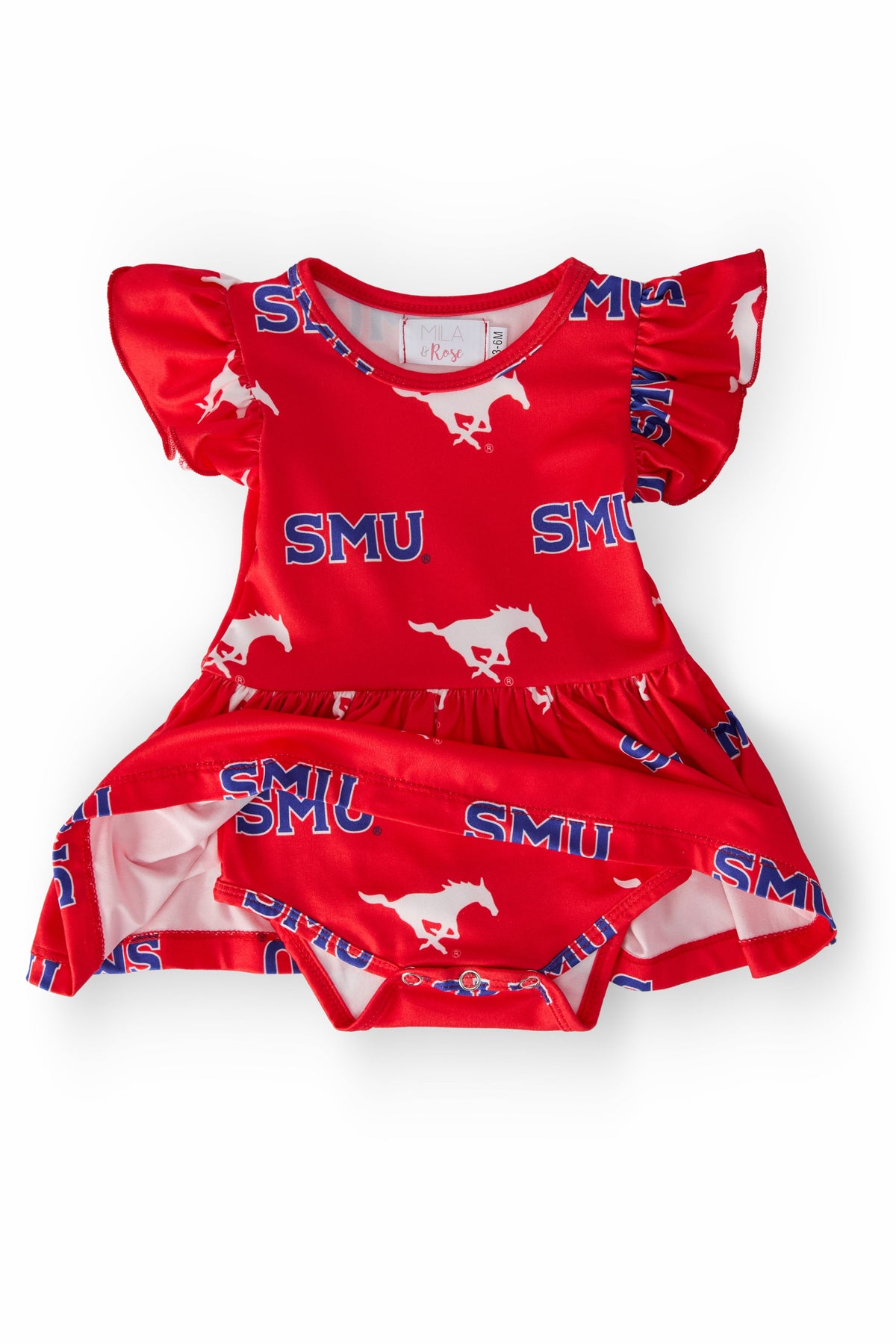 SMU Red Mustang S/S Flutter Twirl Bodysuit 2
