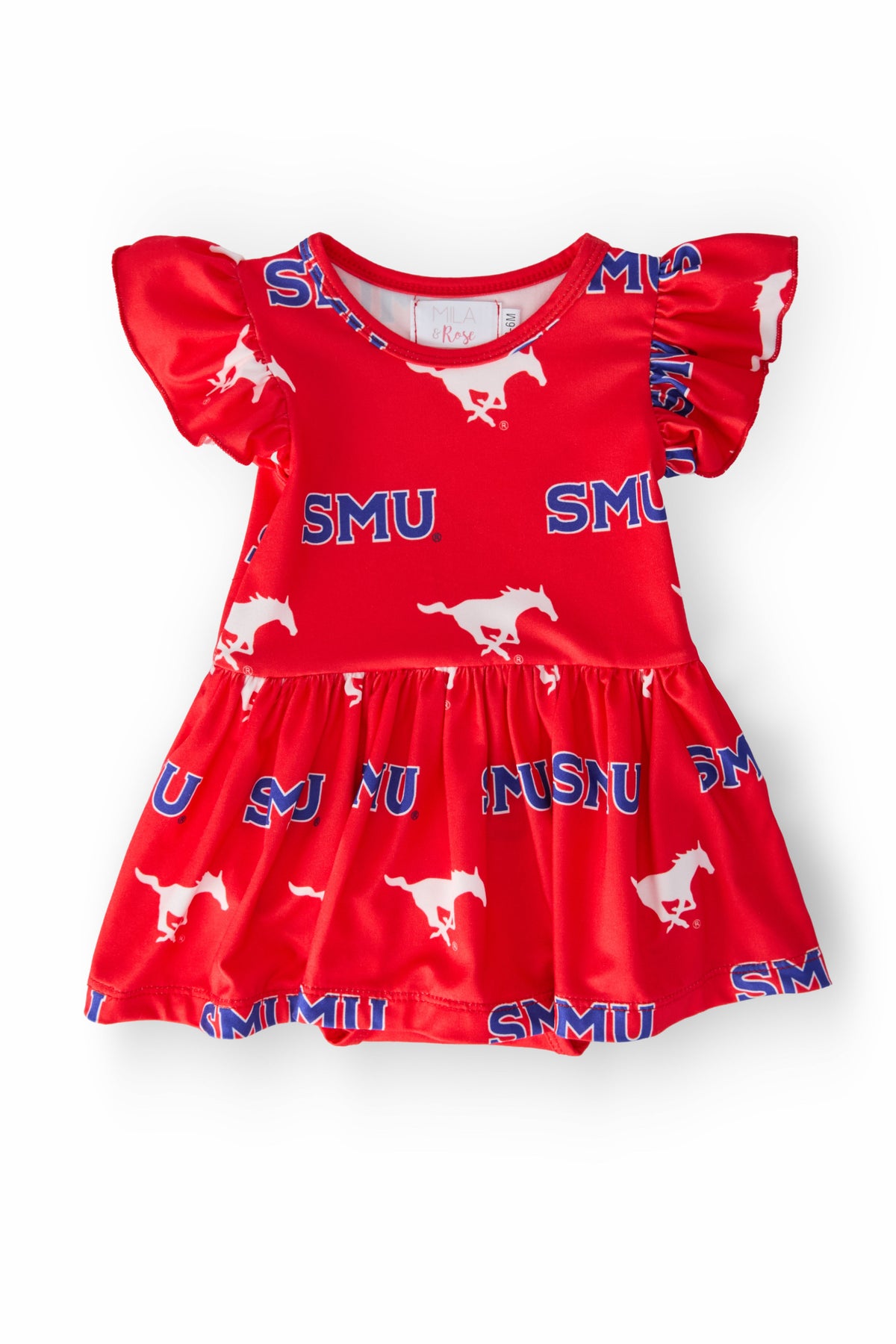SMU Red Mustang S/S Flutter Twirl Bodysuit 1