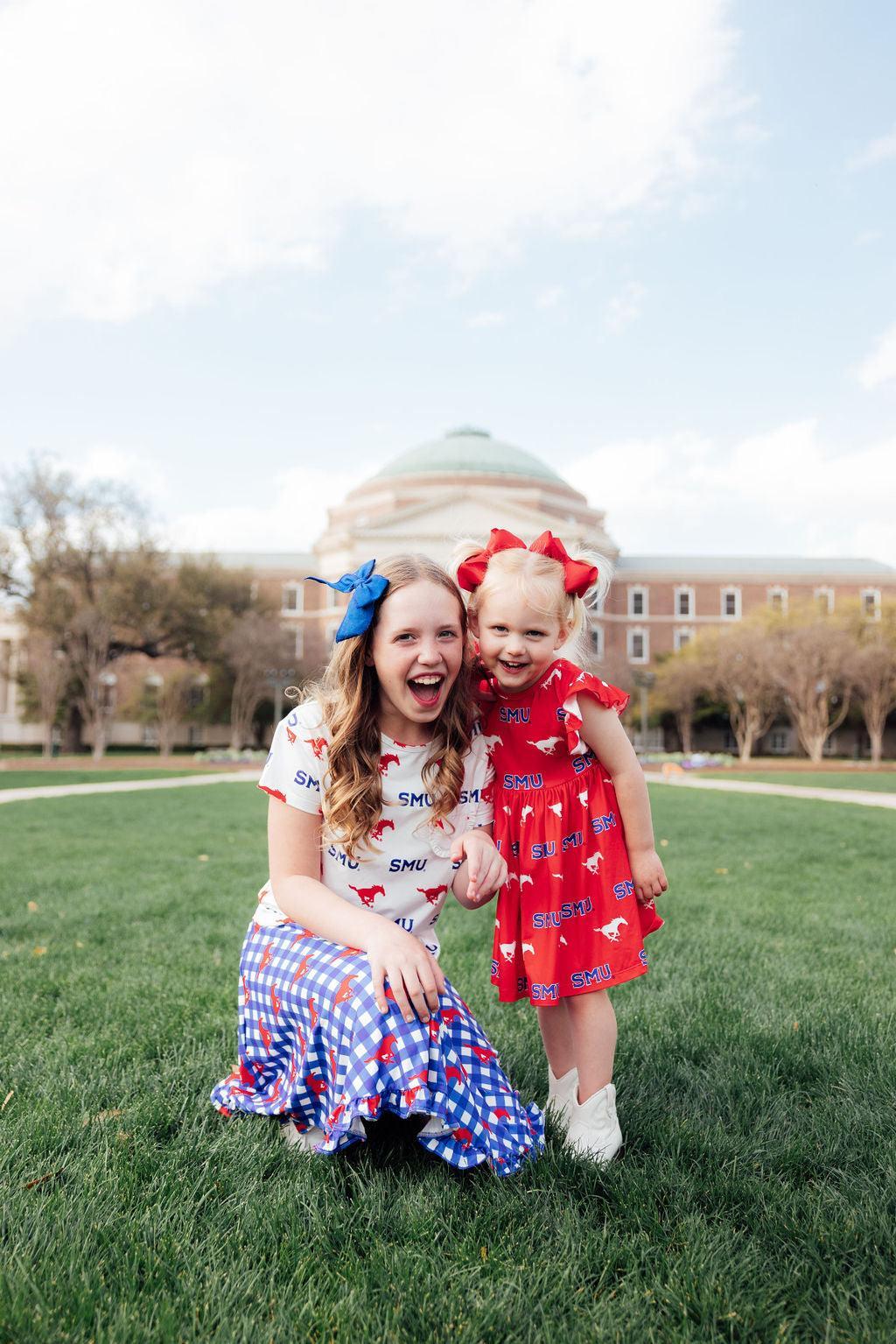 SMU Red Mustang Flutter Twirl Dress 4