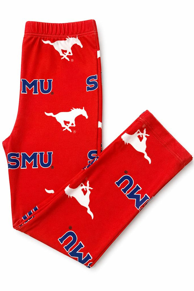 SMU Red Mustang Leggings 1