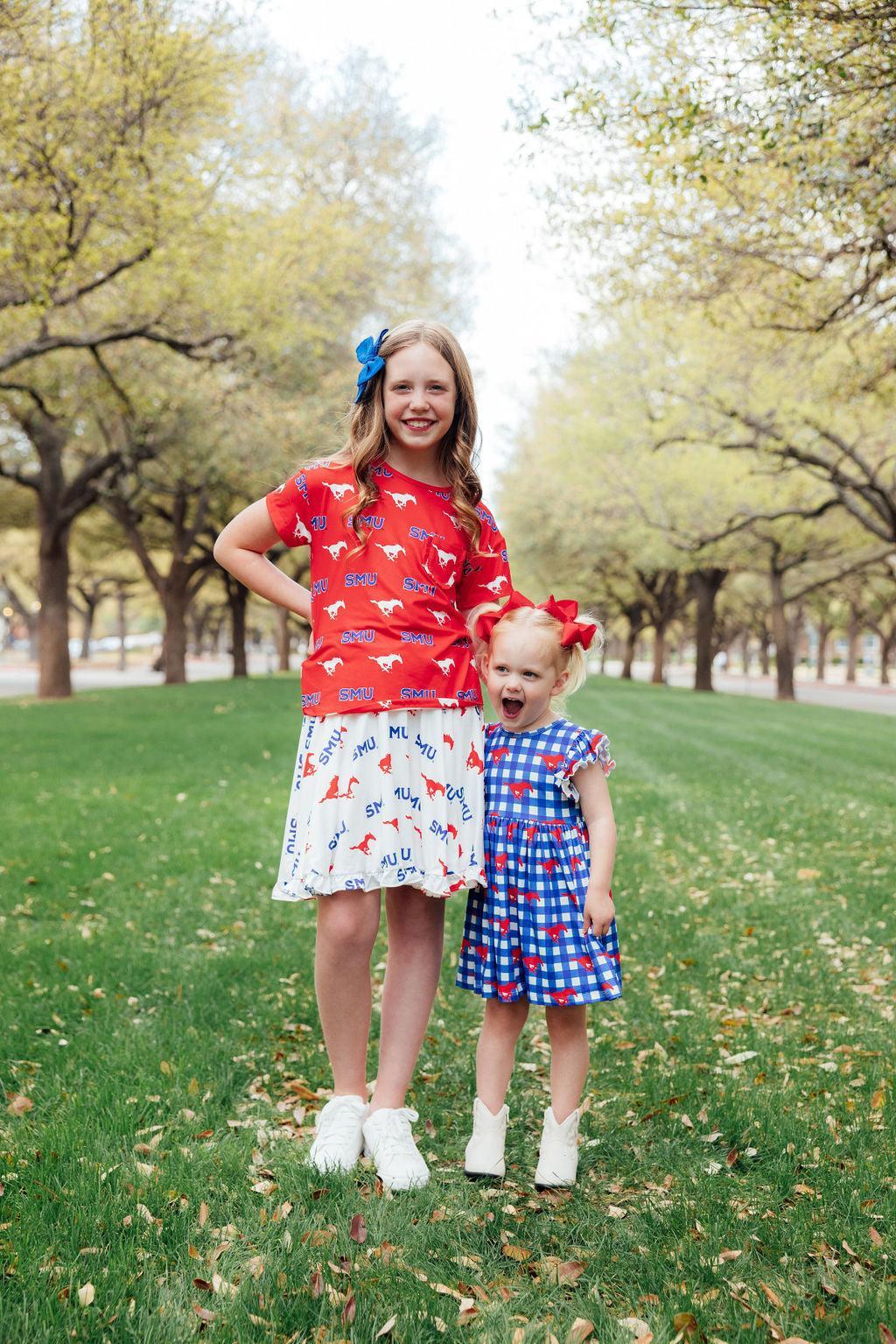 SMU Red Mustang Ruffle Pocket Tee 5