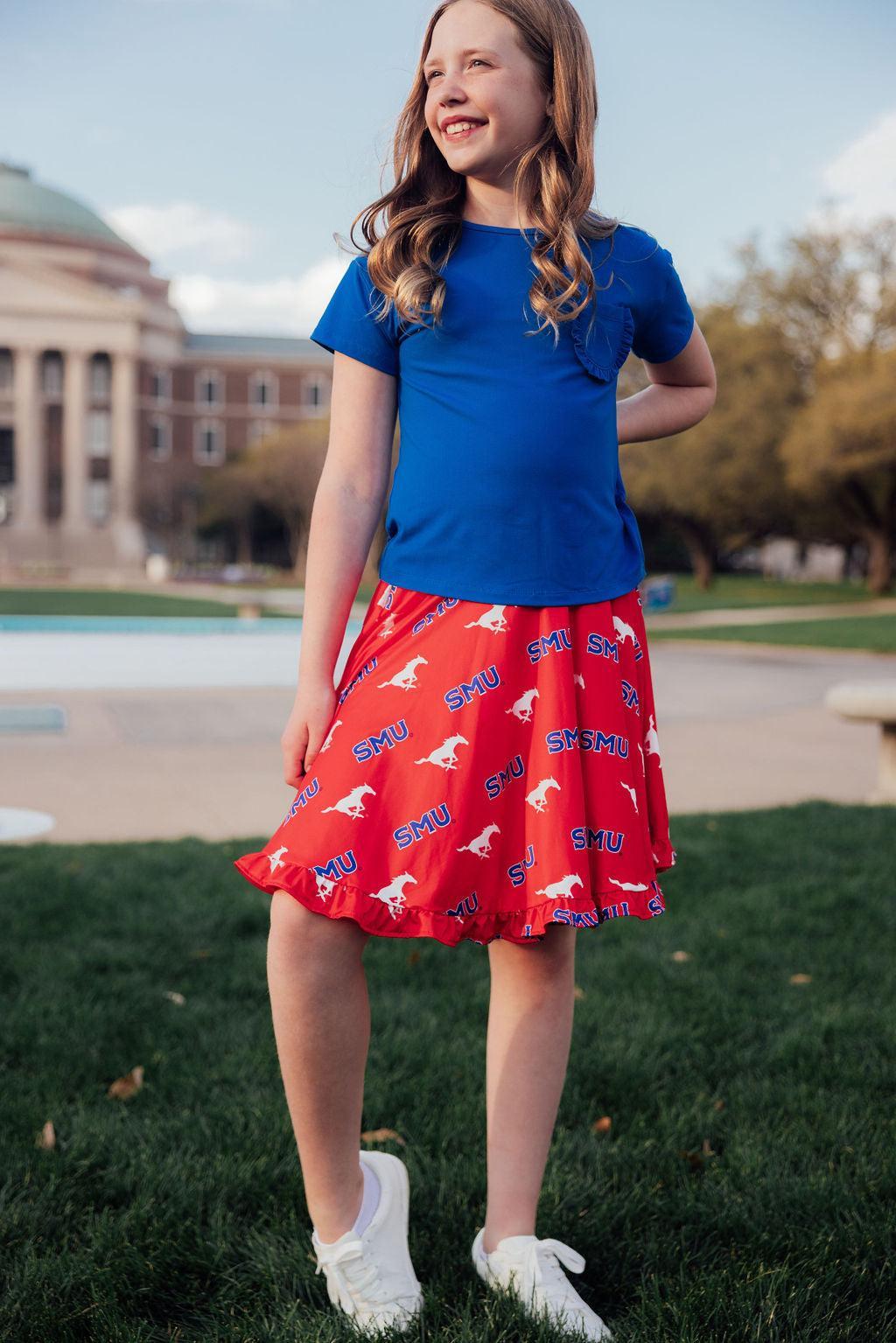 SALE SMU Red Mustang Ruffle Twirl Skort 4