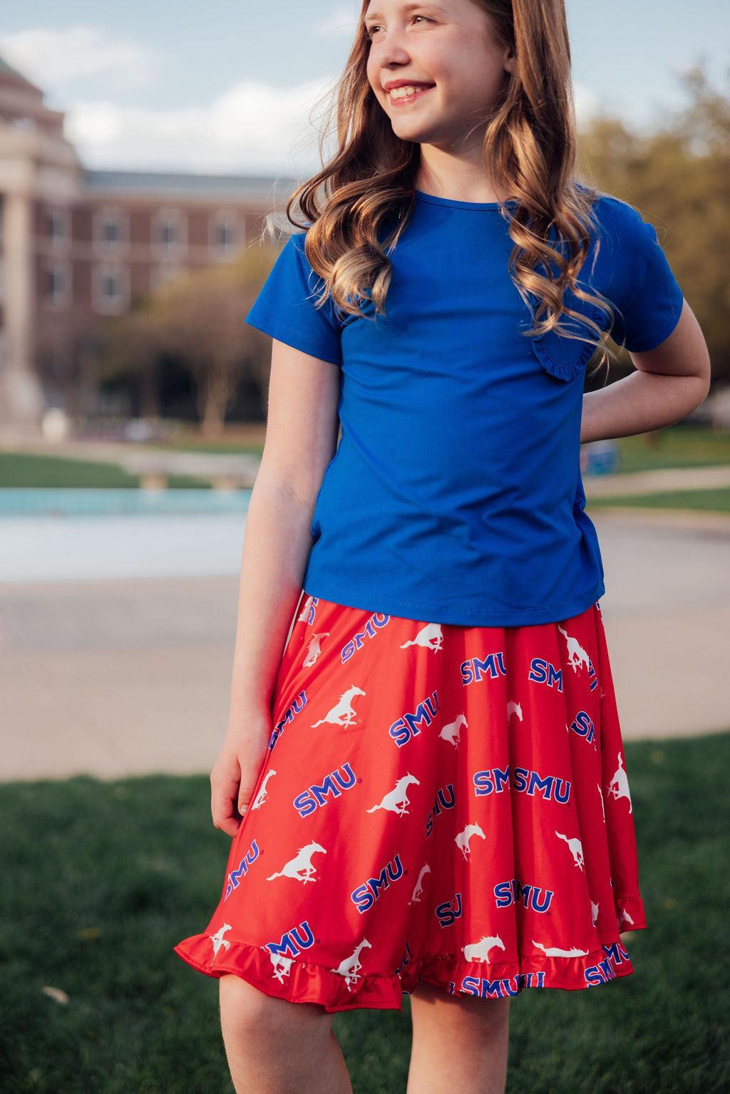 SALE SMU Red Mustang Ruffle Twirl Skort 1