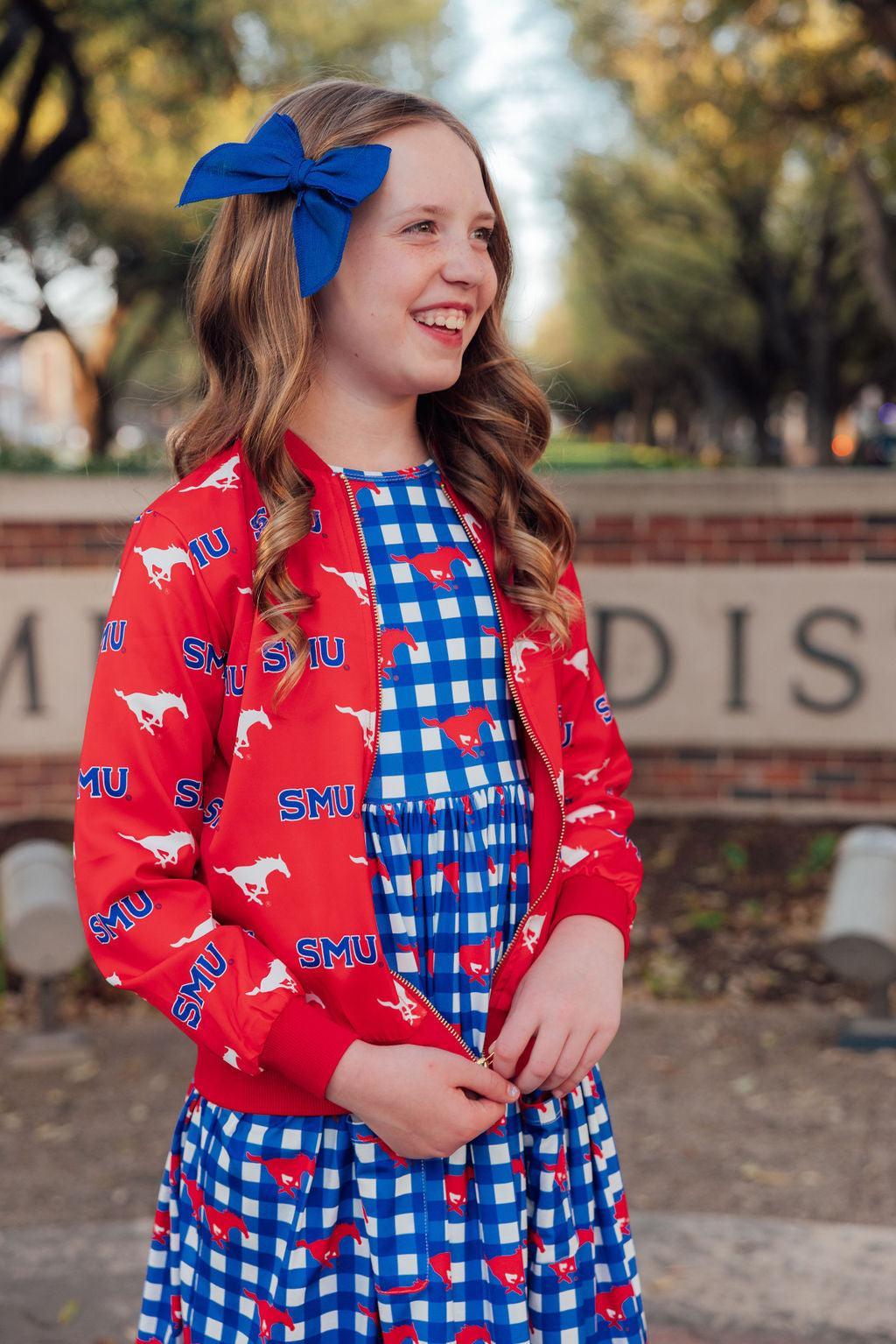 SMU Red Mustang Satin Jacket 3