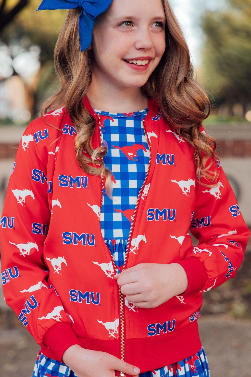 SMU Red Mustang Satin Jacket 1