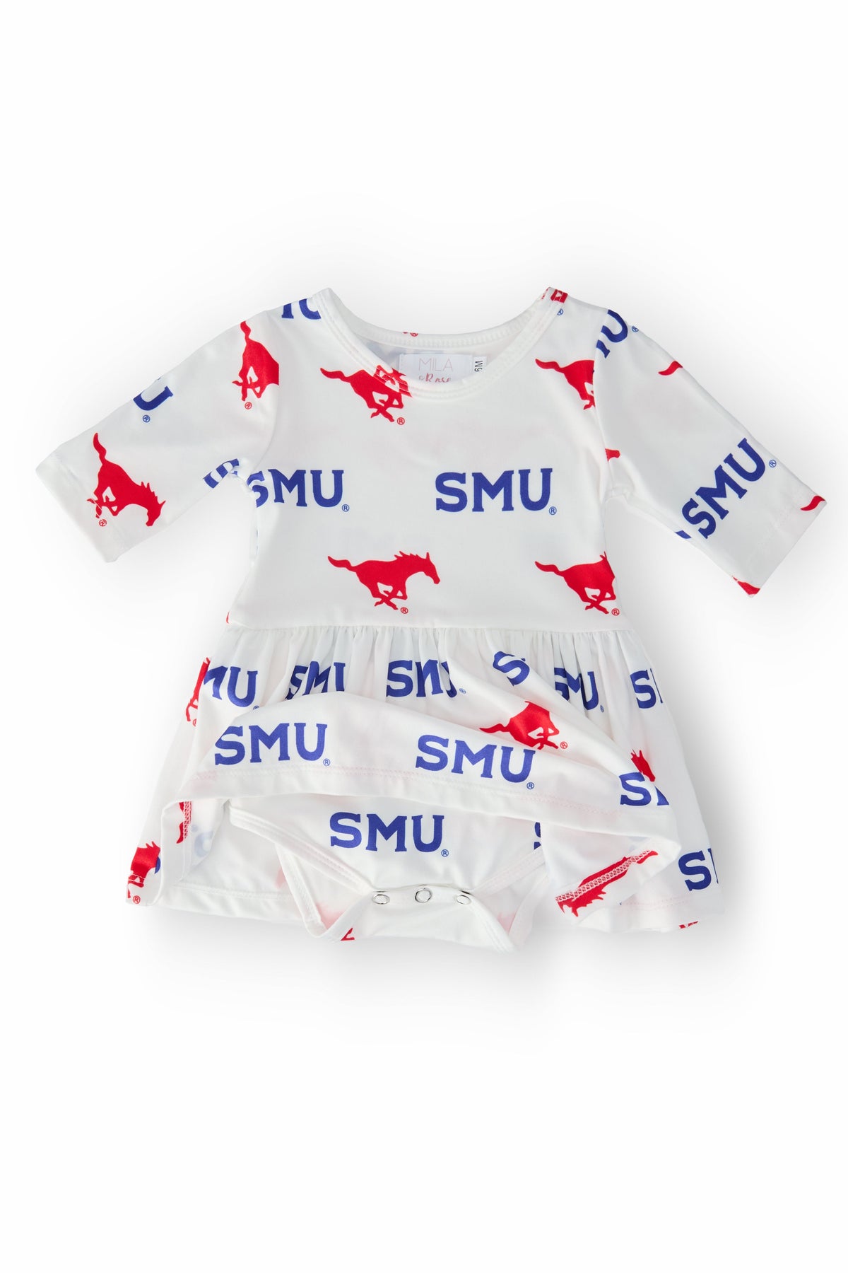 SALE SMU White Mustang 3/4 Sleeve Twirl Bodysuit 2