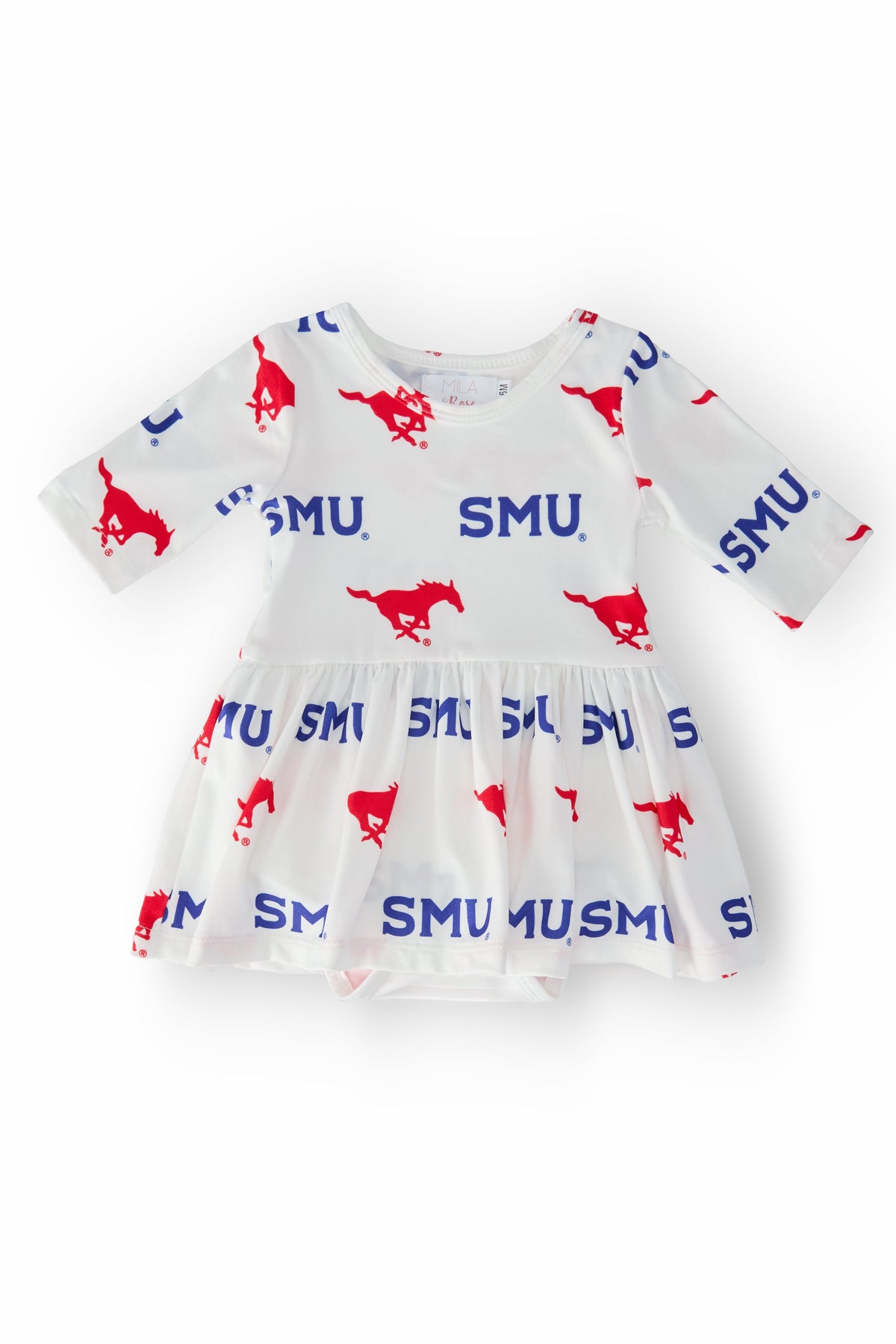 SALE SMU White Mustang 3/4 Sleeve Twirl Bodysuit 1