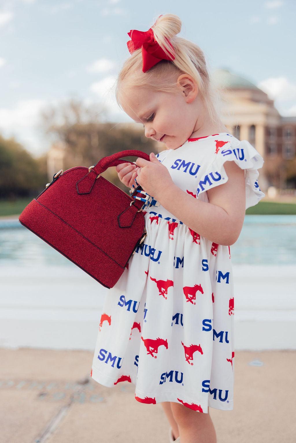 SMU White Mustang Flutter Twirl Dress 2