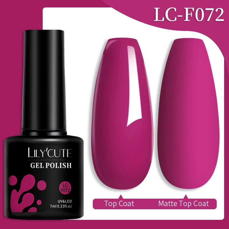 LILYCUTE 7ML Colorful Gel Nail Polish 129 Colors Long Lasting For Manicure Semi Permanent Base Top Coat Nail Art UV Gel Varnish 104