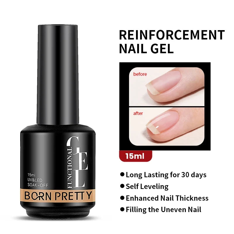 BORN PRETTY Milky Pink Rubber Base Gel Nail Polish Glitter 15ml Semi-Permanent Varnish Soak Off Self Leveling UV LED Gel 22