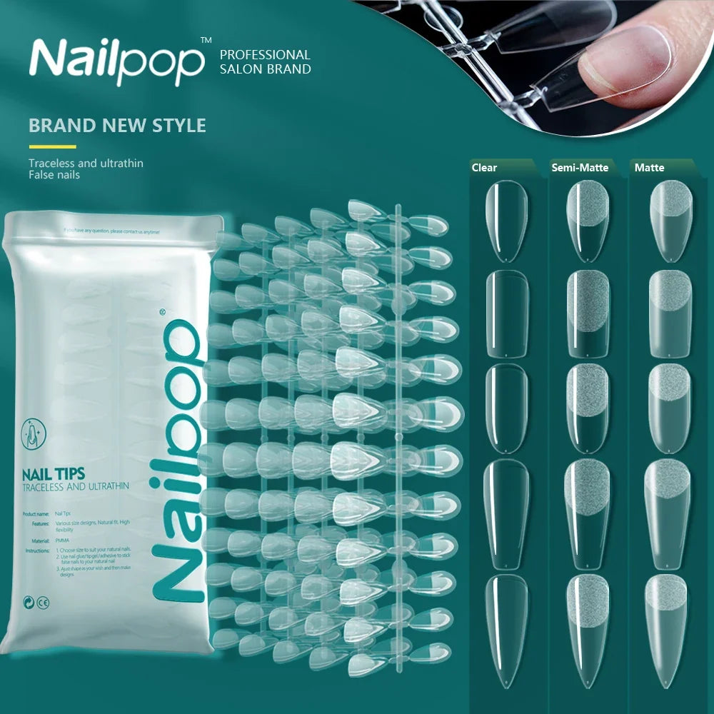 NAILPOP 120pcs Fake Nails Full Cover Press on Nails Coffin Soft Gel American Pose Capsule False Nail Tips for Extension System 1