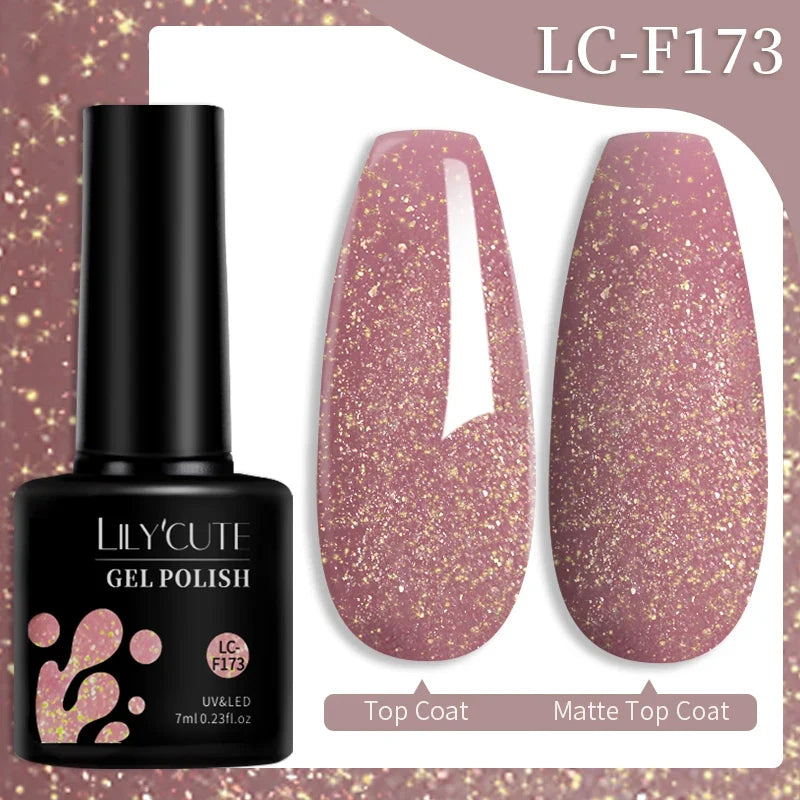 LILYCUTE 7ML Colorful Gel Nail Polish 129 Colors Long Lasting For Manicure Semi Permanent Base Top Coat Nail Art UV Gel Varnish 126