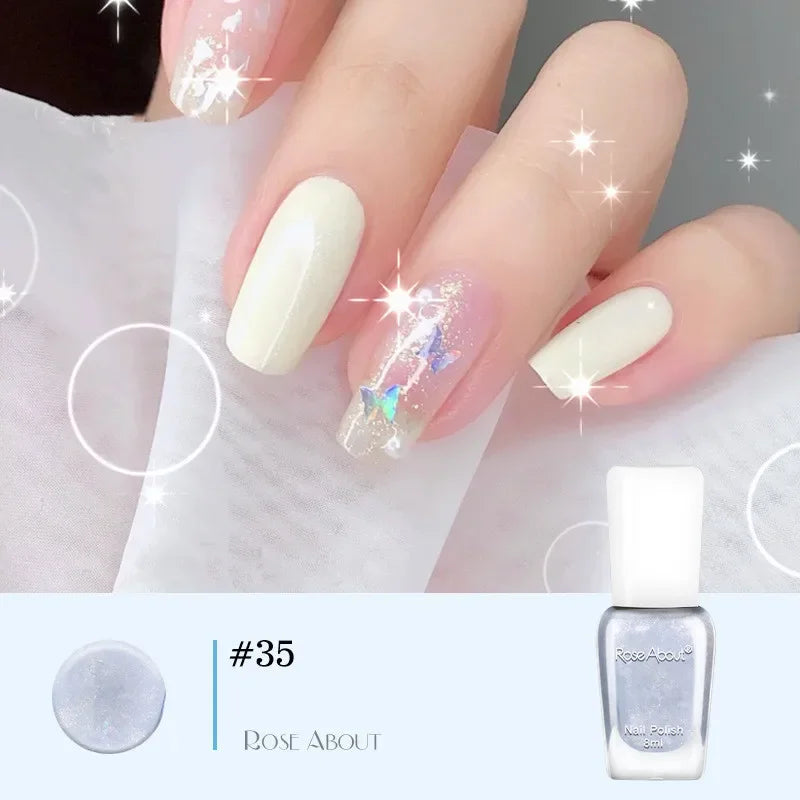 40 Colors No Bake Water-based Nail Polish Glitter Sequins Long-lasting Tearable Healthy Tearable Quick-drying Nude Nail Polish 34