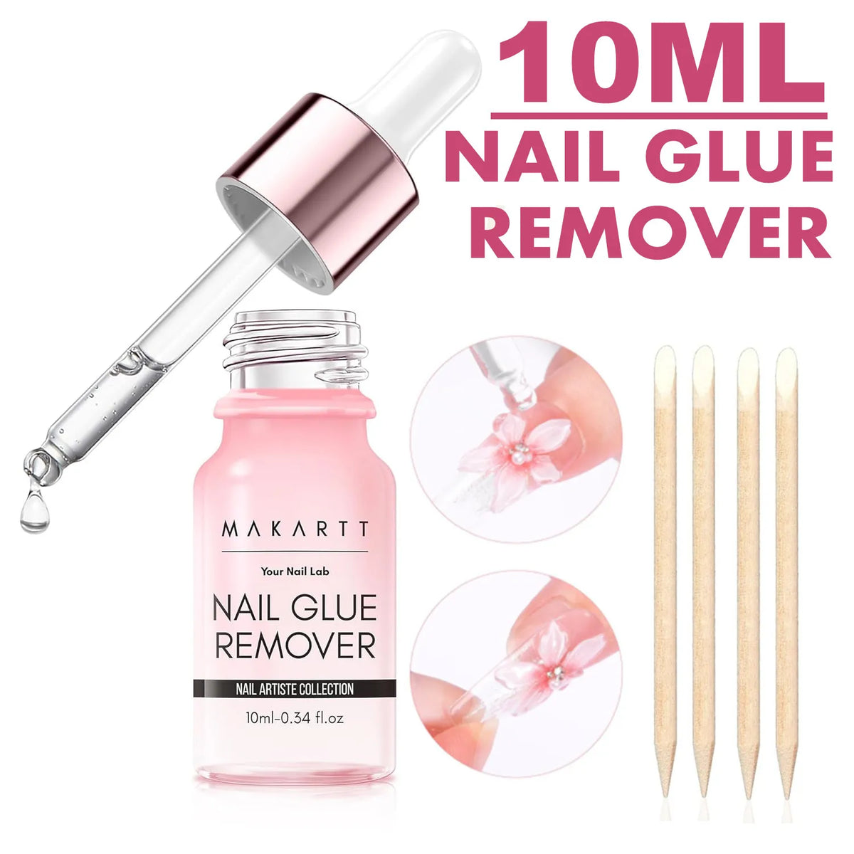 Nail Glue Remover for Press on Nails, 50ML Nail Glue Remover for UV Nail Glue, Non acetone Gentle Glue Off for False Nails Glue 12