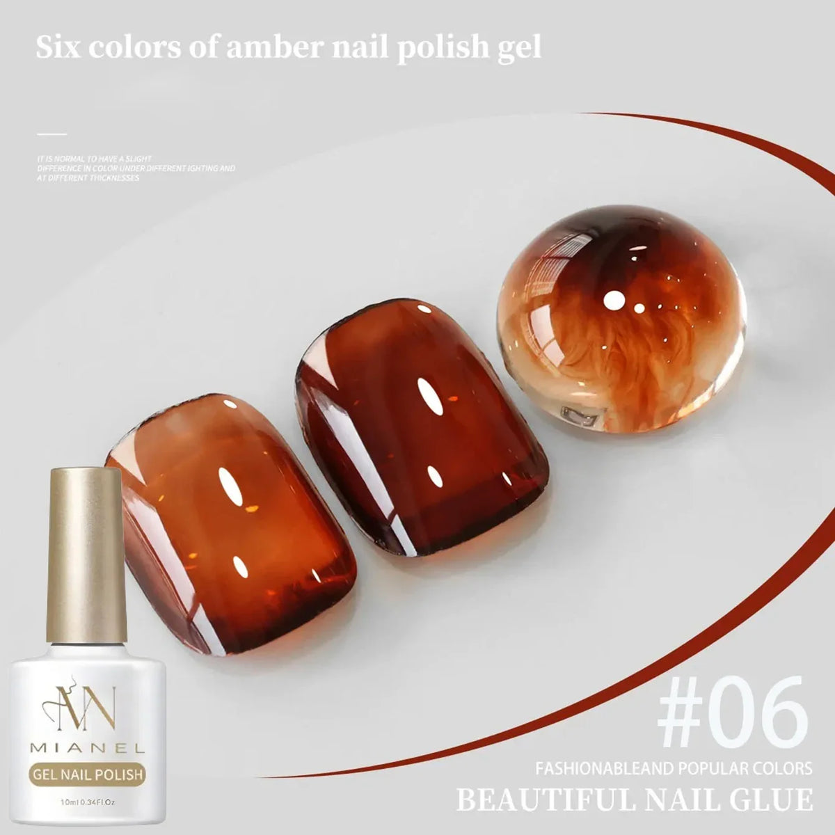 MIANEL 10ML Brown Amber Series Jelly Gel Nail Polish 2026 New Popular Ice Clear Caramel Nail Polish Black Nails 1-6pcs 8