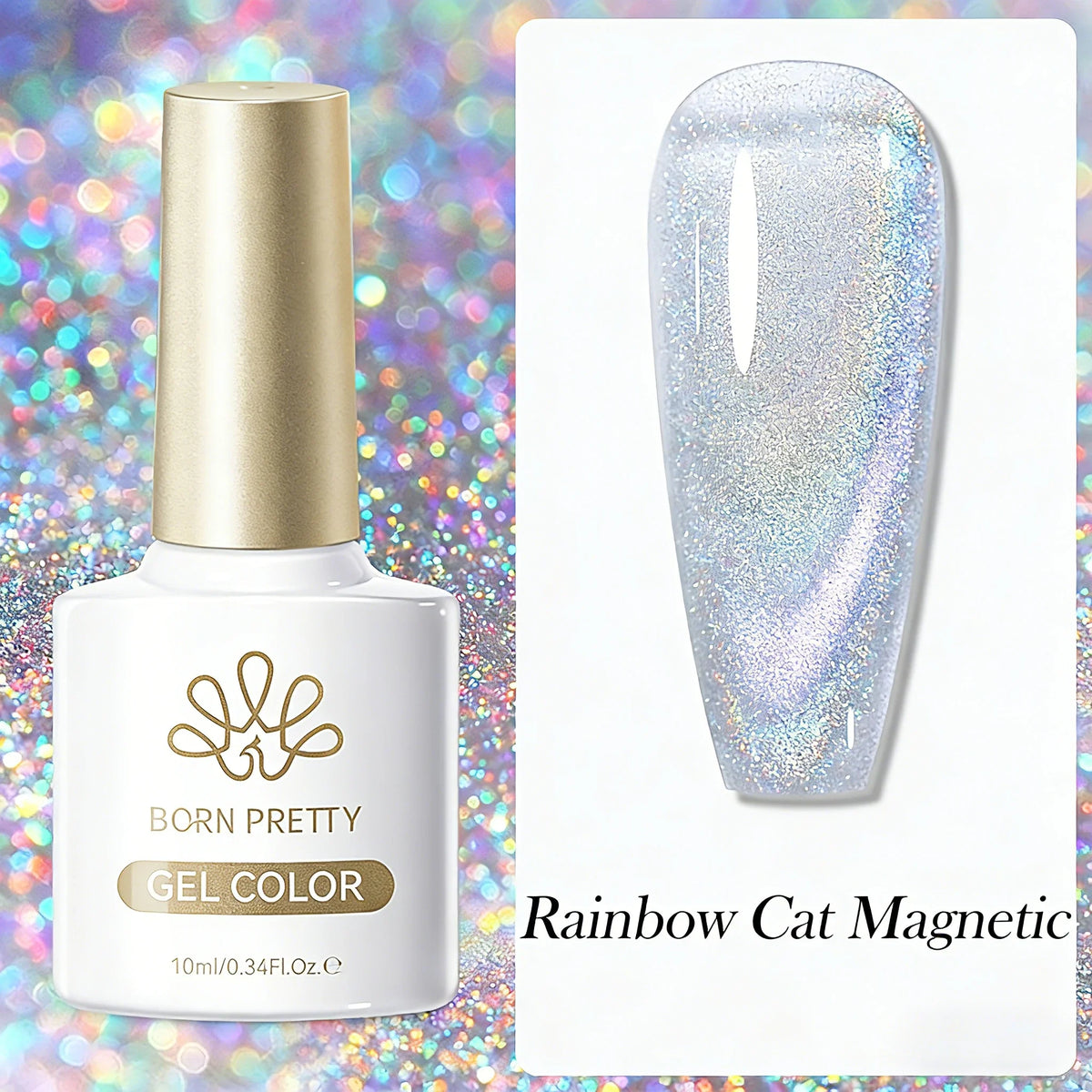 BORN PRETTY 10ml Silver Water Light Cat Magnetic Gel Nail Polish Nail Supplies Vernis Semi Permanent Gel for Fall Winter Nails 80
