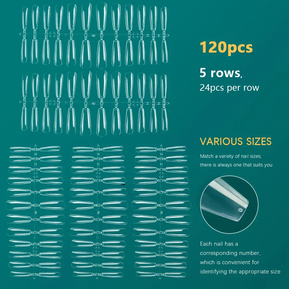 NAILPOP 120pcs Fake Nails Full Cover Press on Nails Coffin Soft Gel American Pose Capsule False Nail Tips for Extension System 4