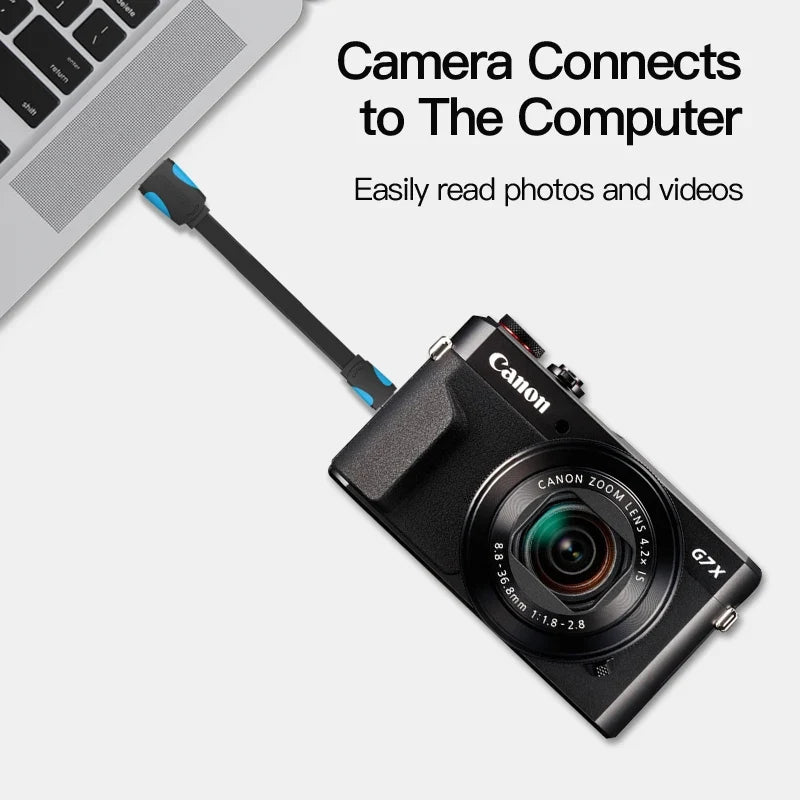 Vention Mini USB Cable | Fast Charging and Data Sync for Cameras, Phones, and More 3