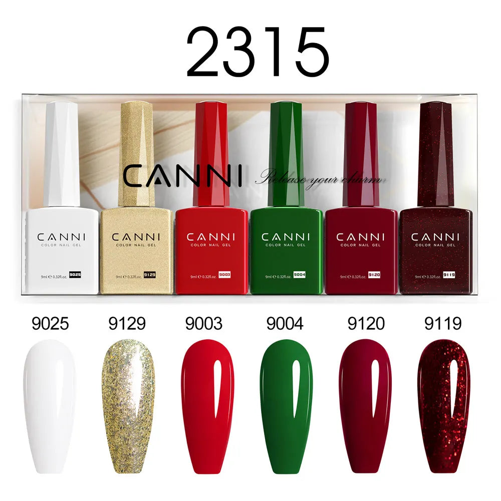 6pcs*9ml CANNI HEMA FREE Nail Gel Polish Set Gorgeous Color Semi Permanent Pigmented Painting Gel Soak off UV LED Gel Nails Kit 37