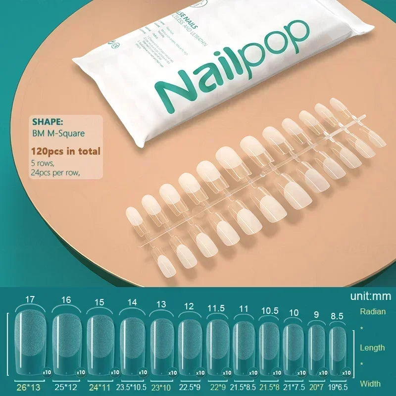 NAILPOP 120pcs Fake Nails Full Cover Press on Nails Coffin Soft Gel American Pose Capsule False Nail Tips for Extension System 32