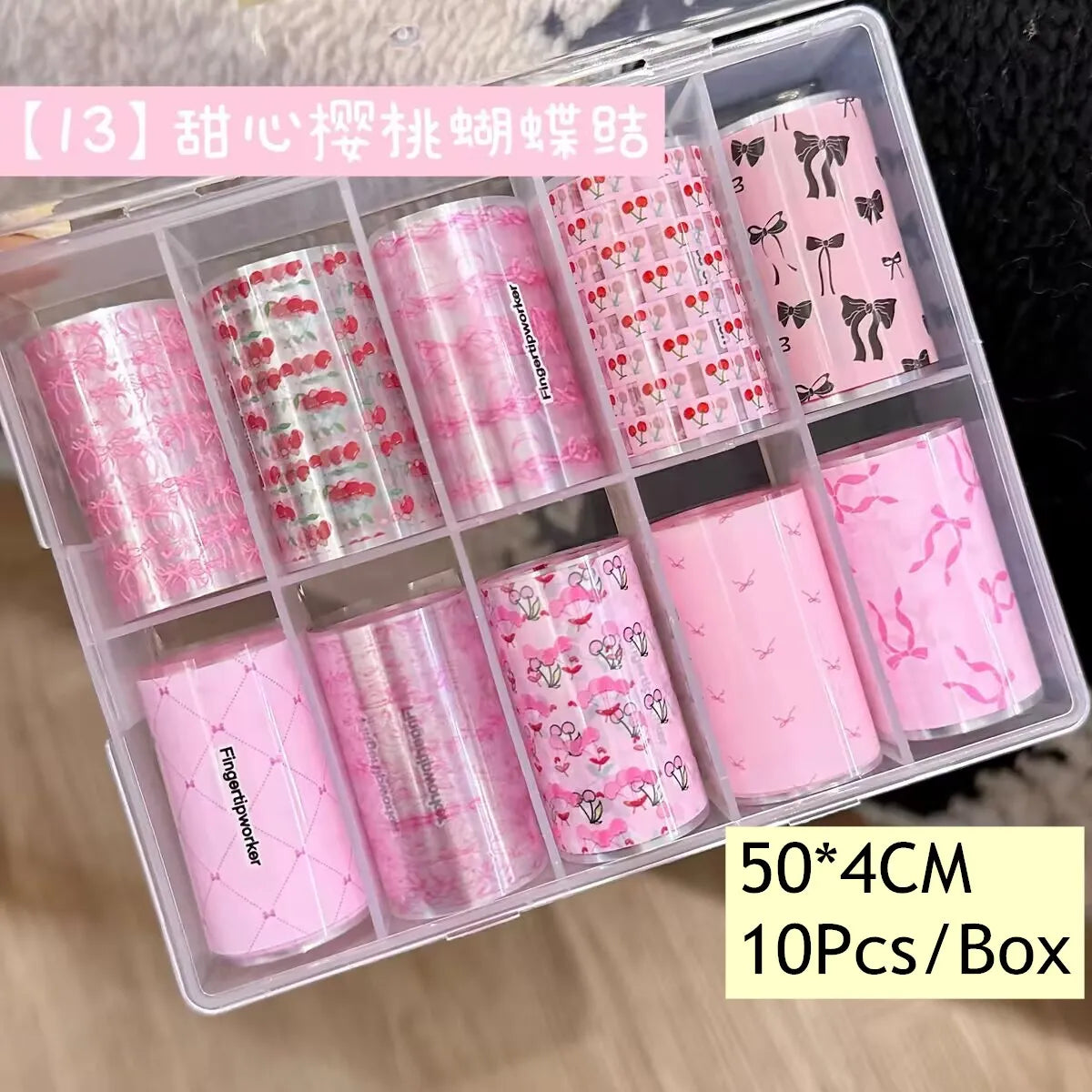 10Rolls Plaid Thousand-Bird Bow  Stars Nail Foils Transfer Paper  Nail Art Stickers  Manicure Set Decal  Nails Decoration 60