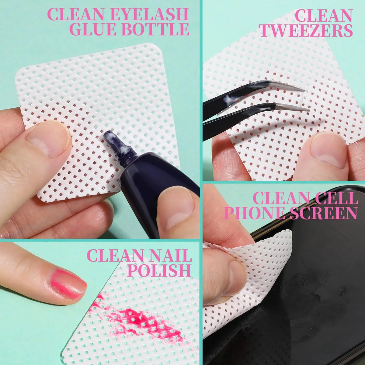 YIKOOLIN 200 Pieces Lint-Free Nail Wipes Professional Eyelash Extension Glue Wipes Nail Polish Removal Wipes for Salon Use 5