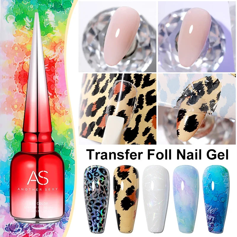 AS 15ml Transfer Foil Gel Nail Polish Soak Off Led Uv Gel Varnish Fast Dry Star Sticker Glue Stamp Gel 1