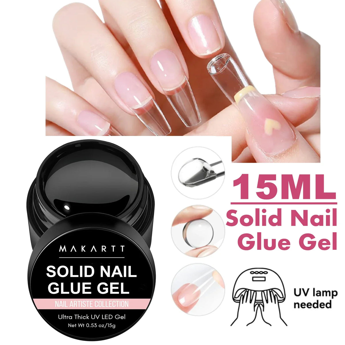 Nail Glue Remover for Press on Nails, 50ML Nail Glue Remover for UV Nail Glue, Non acetone Gentle Glue Off for False Nails Glue 10